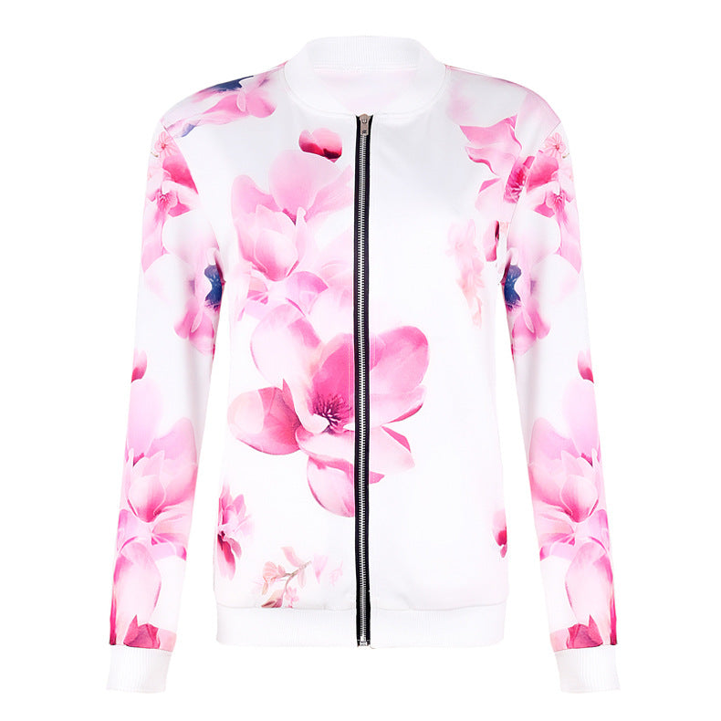 Loose long-sleeved zipper printed guard