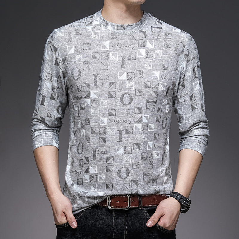 Printed T-shirt Men's Long Sleeve Bottom Shirt
