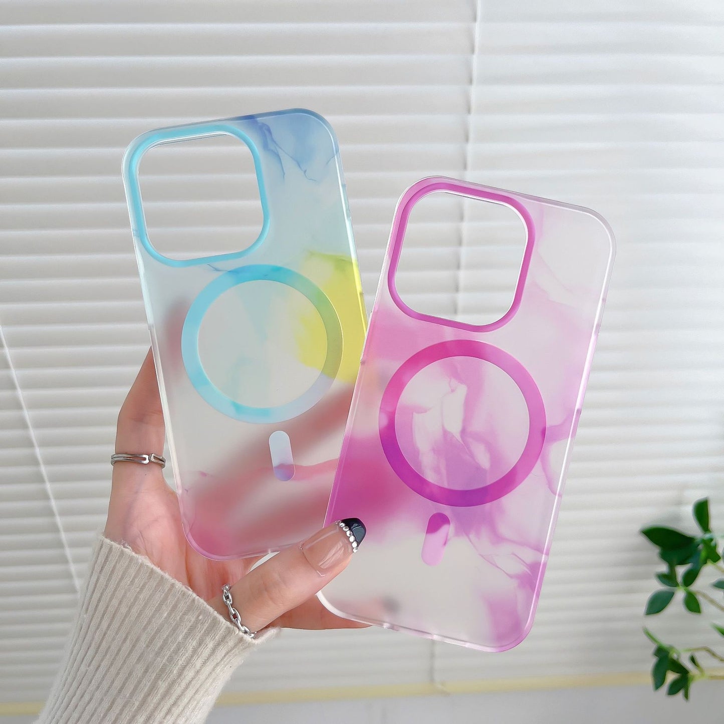 Watercolor Magnetic Transparent Simple Mobile Phone Case