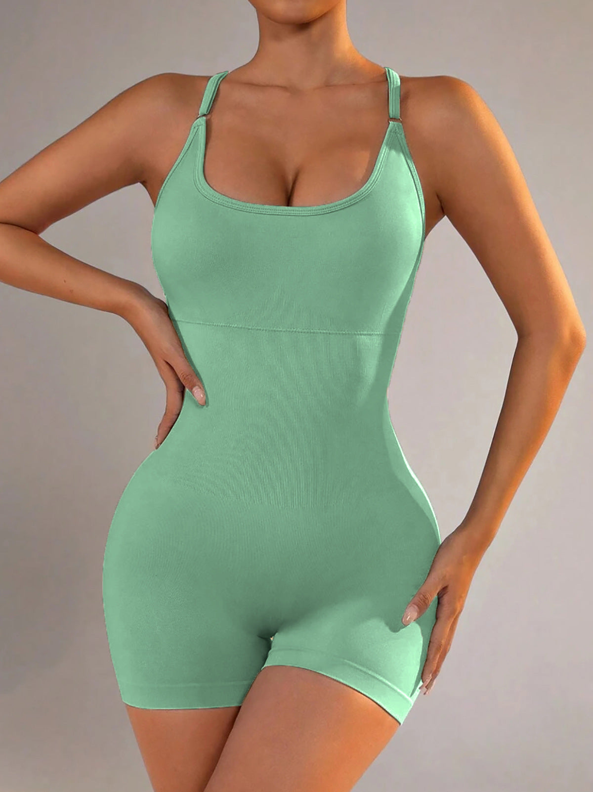 Seamless Sports Jumpsuit With Cross Exposed Back, Quick Drying, Sexy Suspender, Fitness Outerwear, Yoga Suit