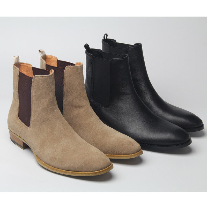 Men's Pointed Deerskin Elastic Martin Boots