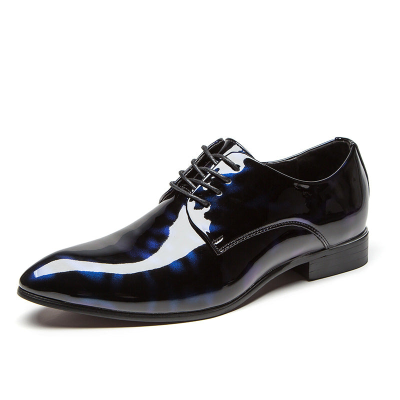 2021 popular men's leather shoes with glossy patent leather shoes