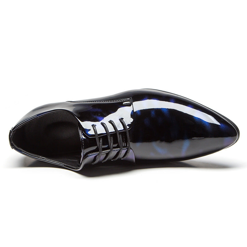 2021 popular men's leather shoes with glossy patent leather shoes