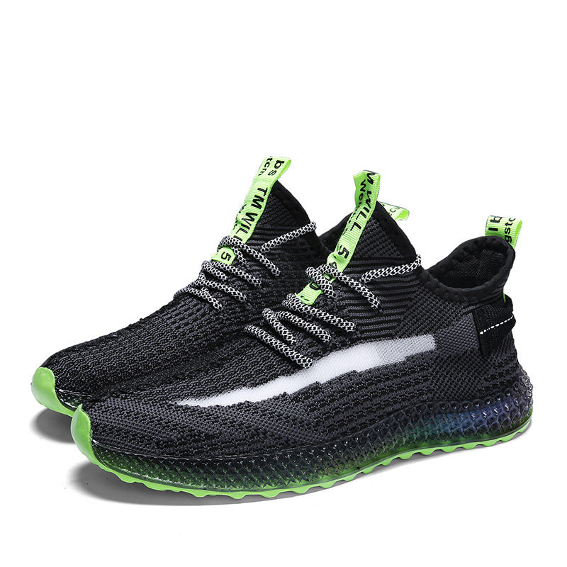 Rainbow bottom coconut shoes flying woven running shoes