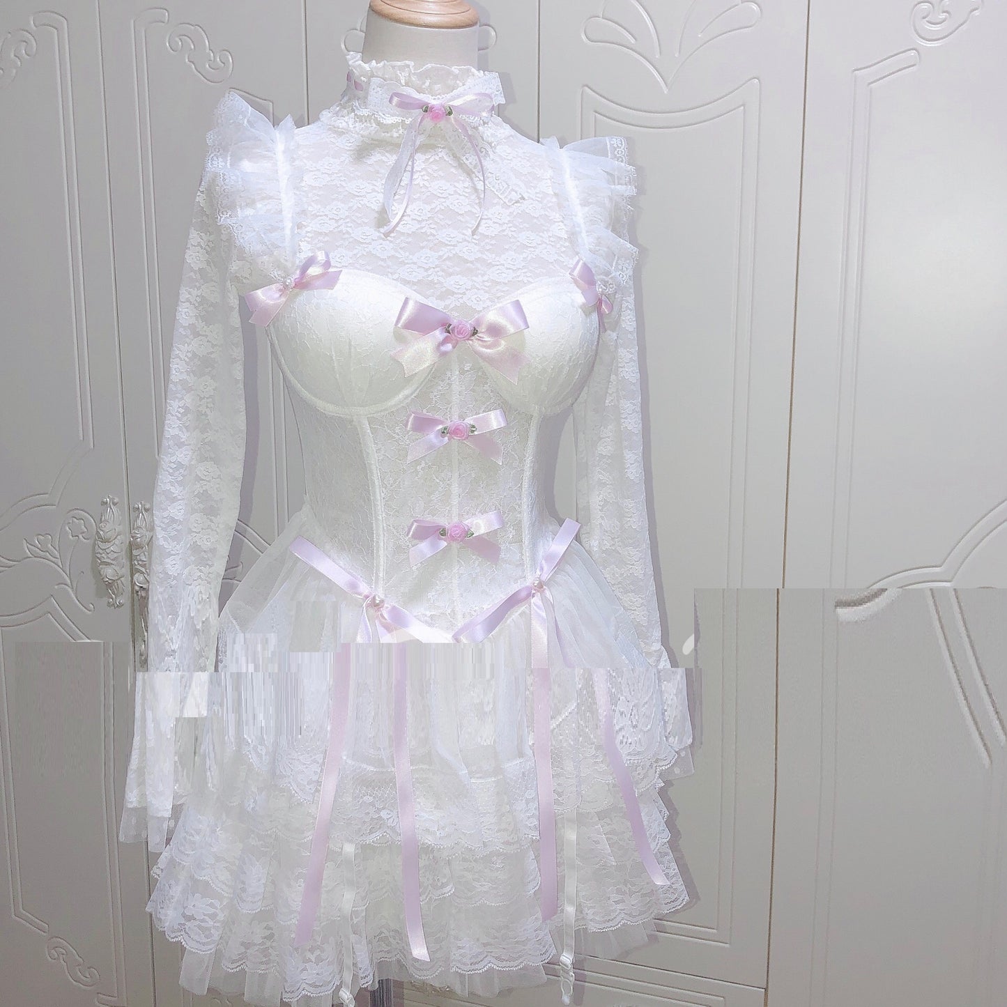 Girl Bowknot Slim Lace Slim Slim Strap Steel Ring Fishbone Corset Retro Bra