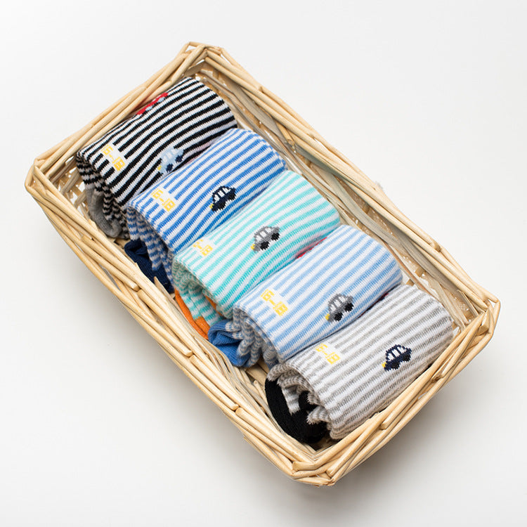 Striped Car Printing Children's Socks