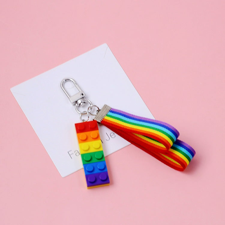 Rainbow Building Blocks Pendant Pendant Mobile Phone Lanyard Keychain