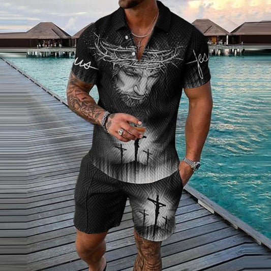 Men's Casual Lapel Zipper Two-Piece Suit