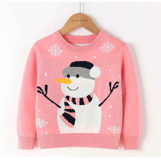 Cartoon Christmas Red Snowman Pullover Bottoming Sweater