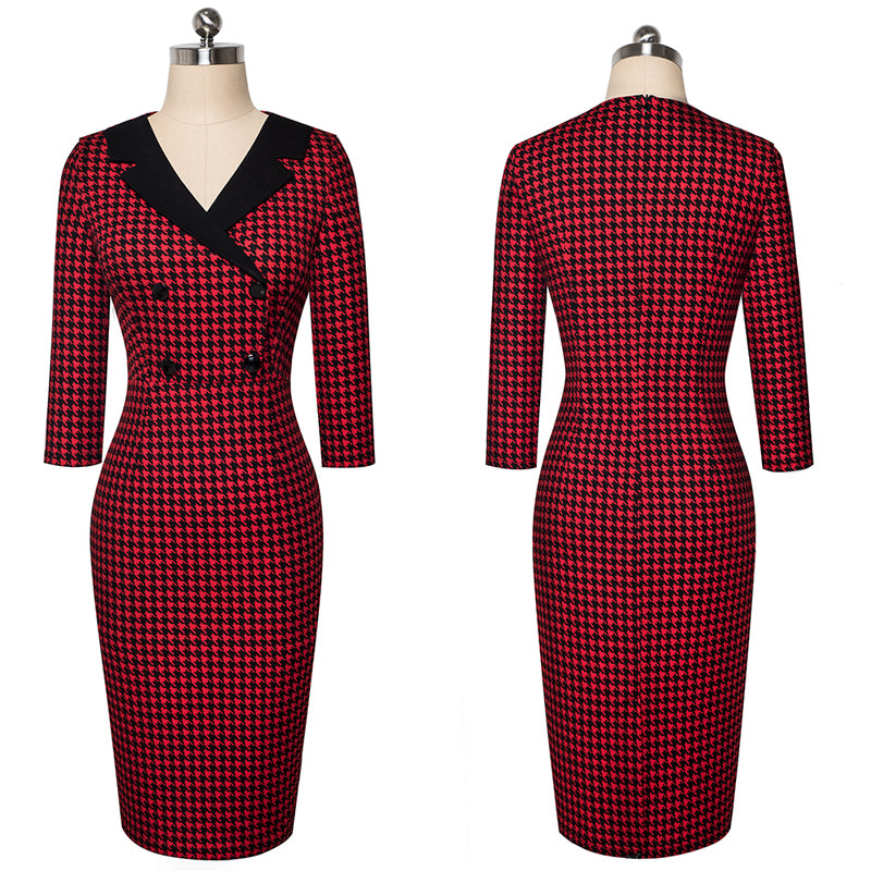 V-neck Slim Bag Hip Slim Pencil Skirt