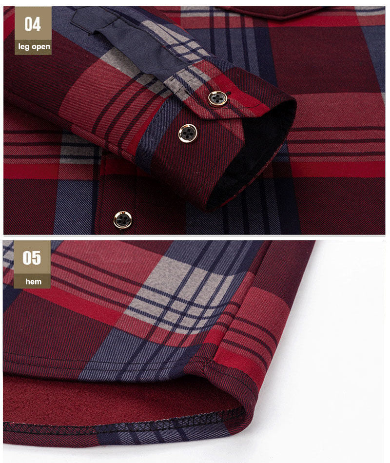 Men's Plus Velvet Padded Warm Shirt Long Sleeves