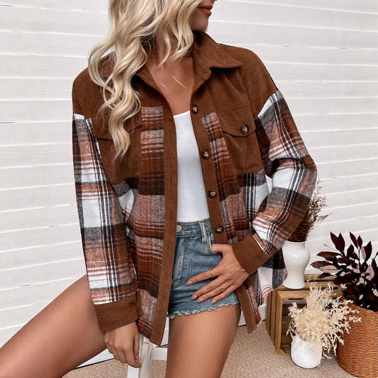 Women's Contrast Color Casual Style Shirt Autumn