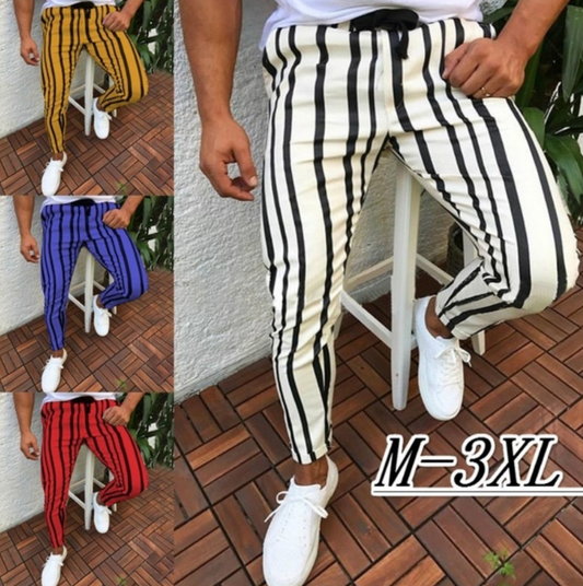 Casual pants tide stripe printed trousers