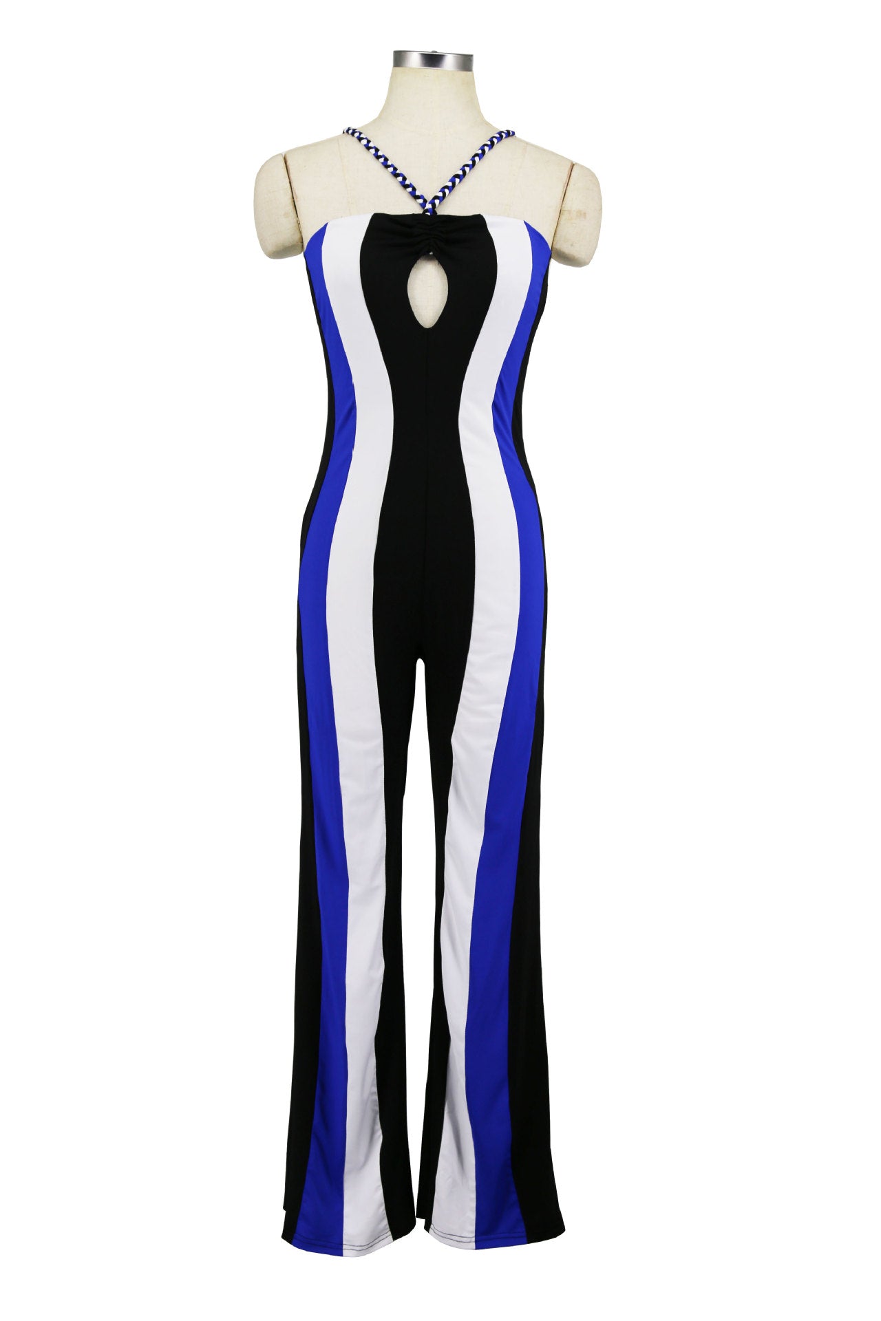 Color block suspenders jumpsuit