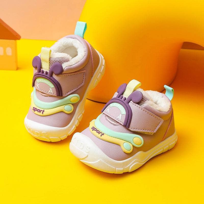 Men's Baby Two Cotton Toddler Shoes Winter Plus Velvet Cotton Shoes Women