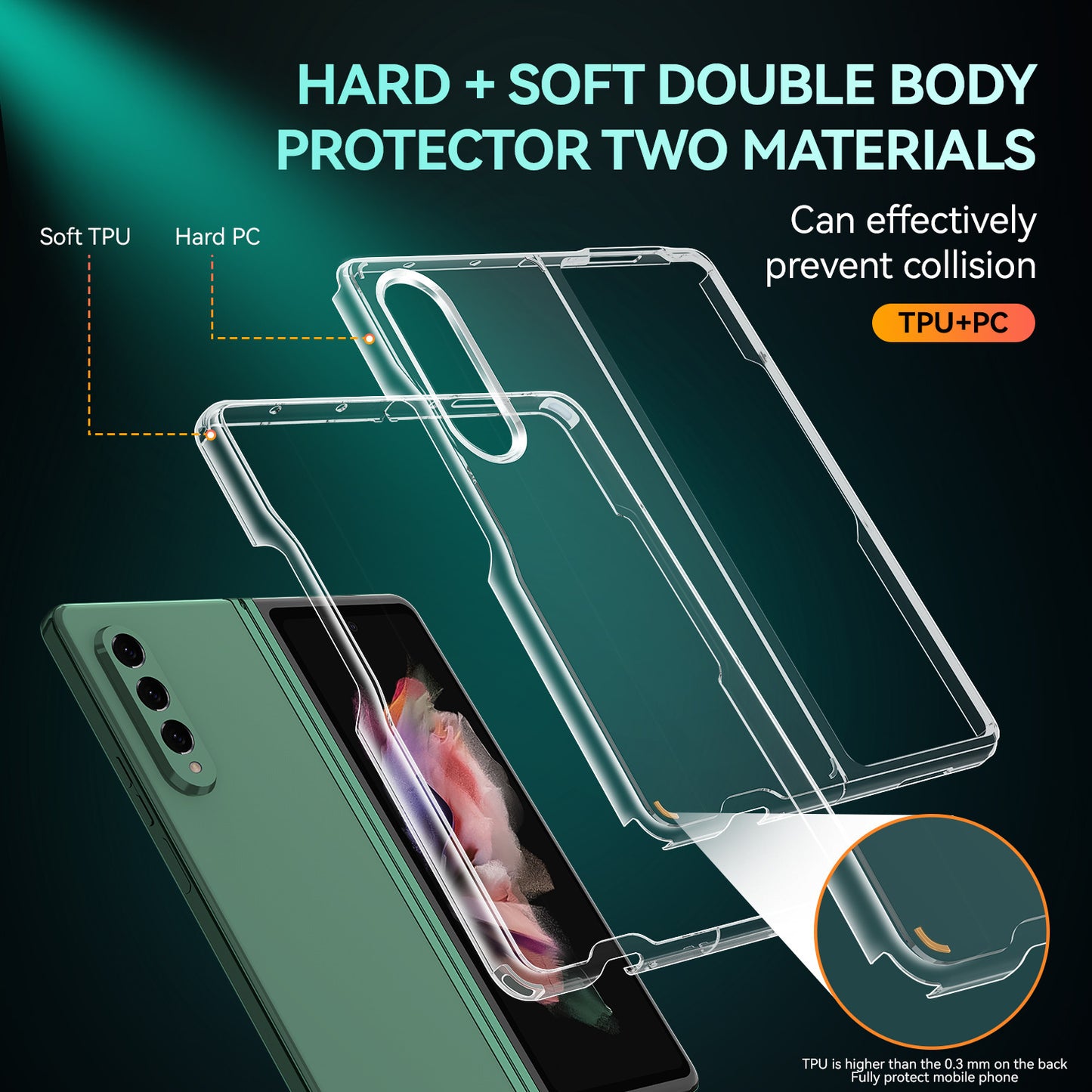 Suitable For Fold3 Folding Transparent Mobile Phone Case Frosted