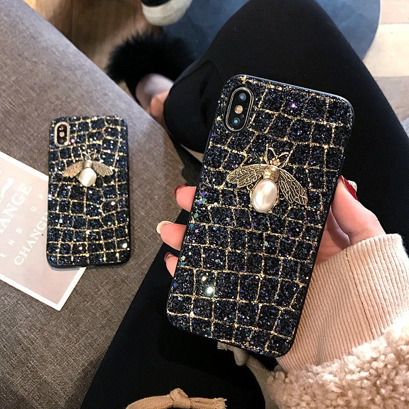 Applicable mobile phone case glitter bee 12 net red