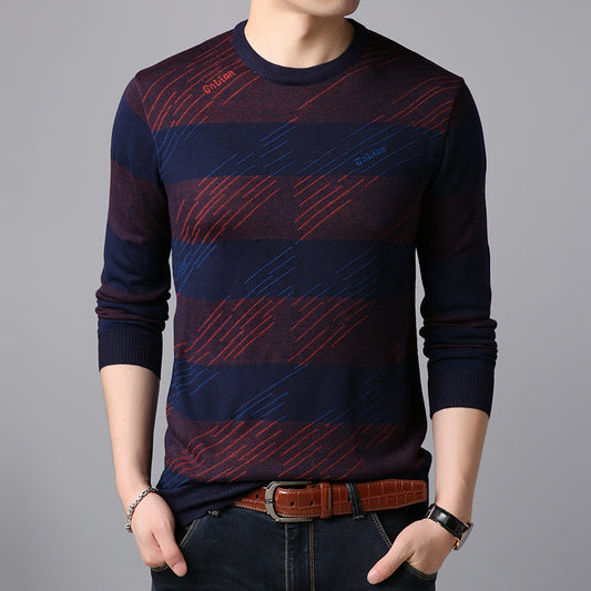 Autumn New Men's Knitted Sweater Round Neck