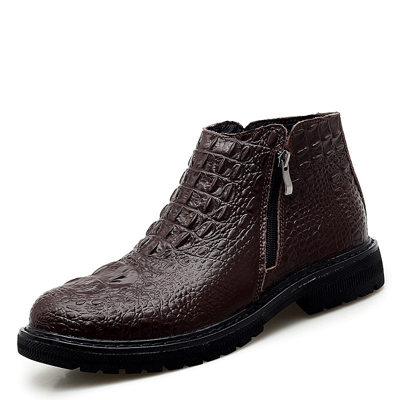 Korean Side Zipper Men's Leather Boots