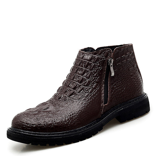 Korean Side Zipper Men's Leather Boots