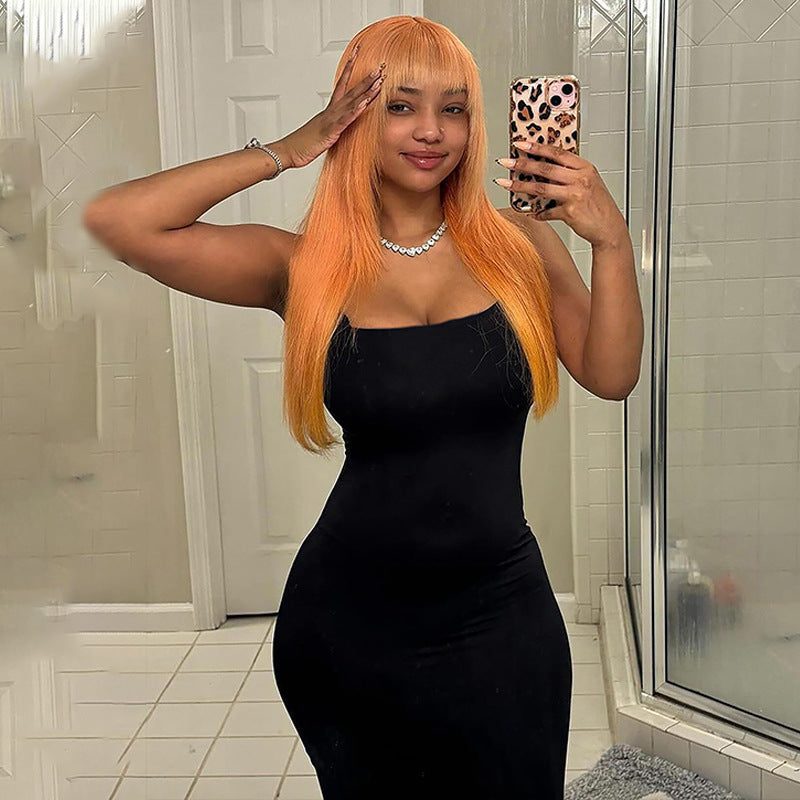 Solid Color Sleeveless Slim Strap Dress