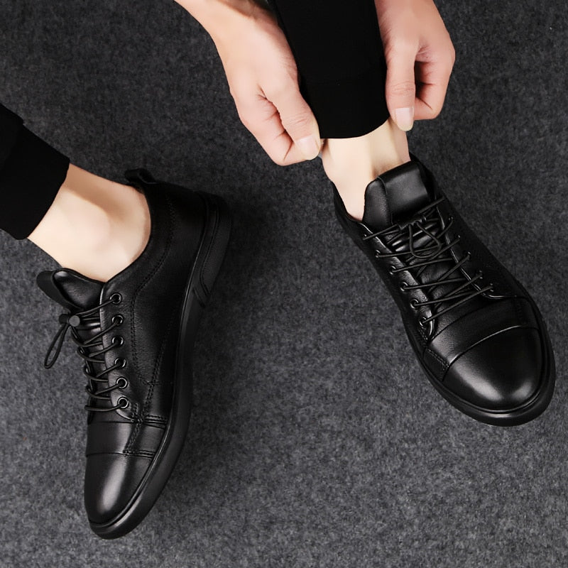 Autumn New British Leisure Top Leather Flat Shoes