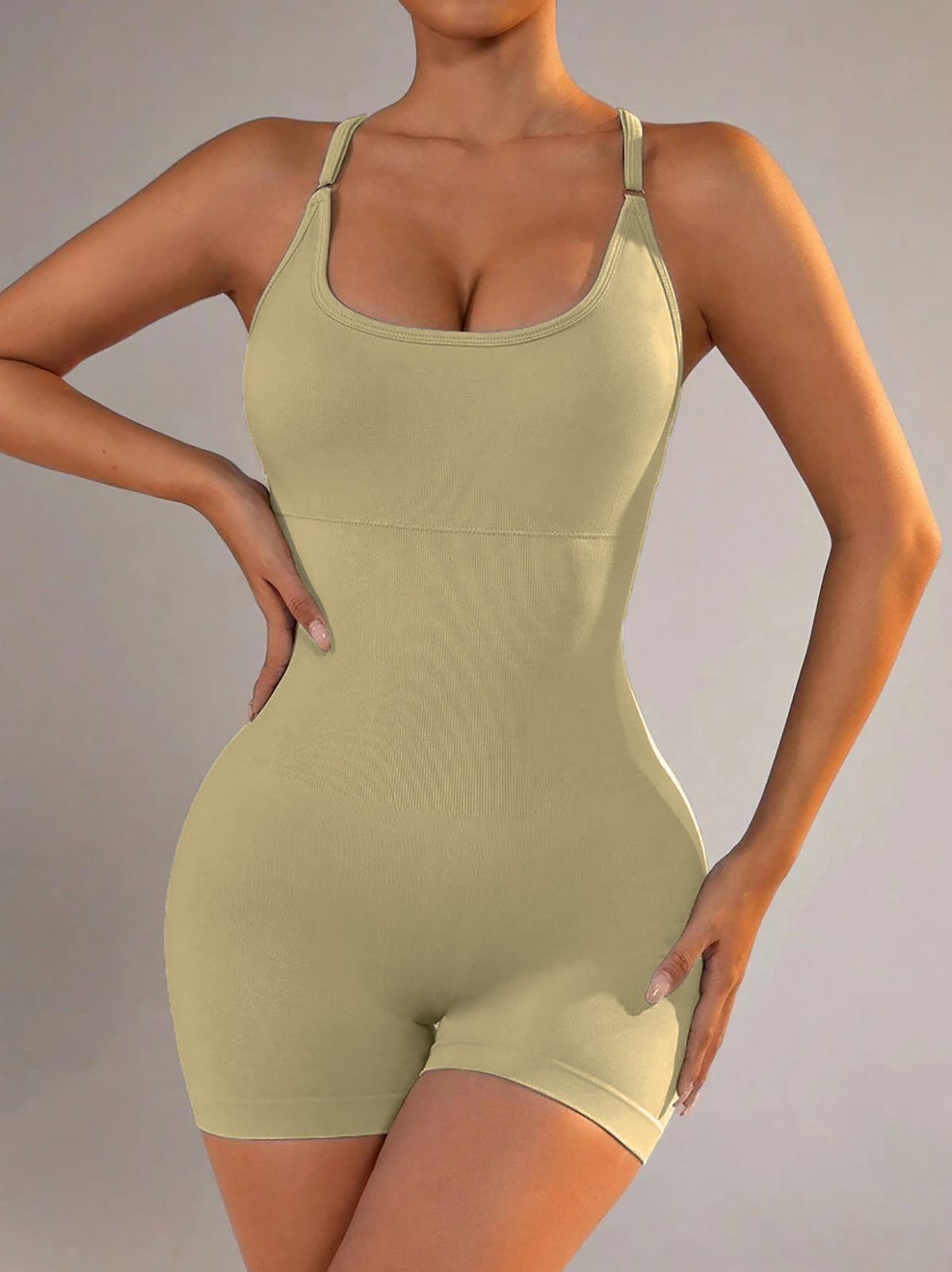 Seamless Sports Jumpsuit With Cross Exposed Back, Quick Drying, Sexy Suspender, Fitness Outerwear, Yoga Suit