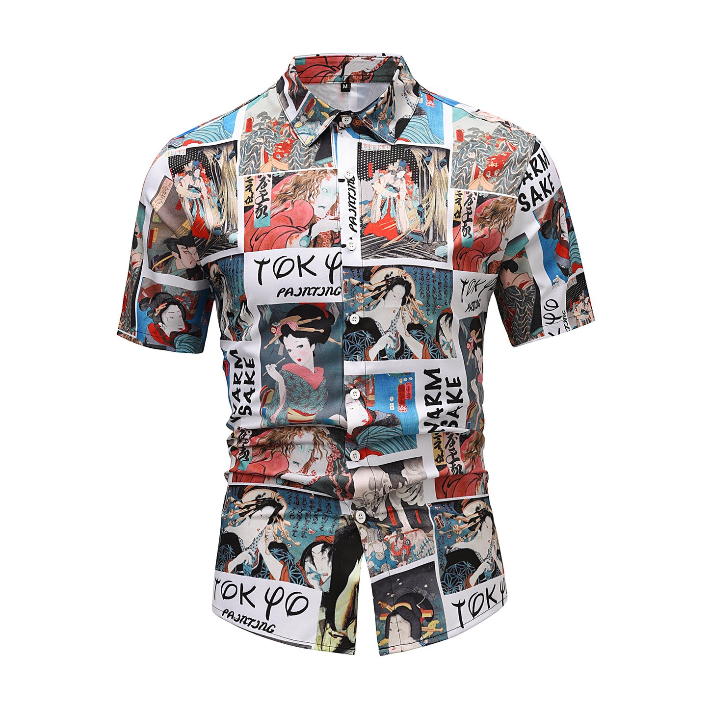 Fashion Loose Digital Print Short Shirt