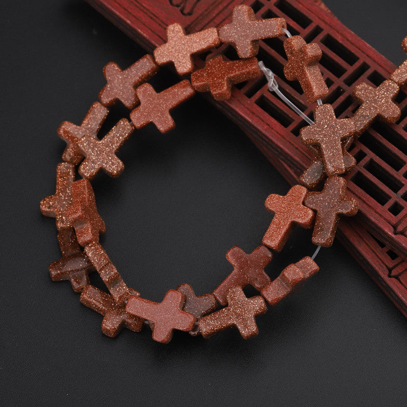 Natural Crystal Cross Shape Loose Bead Bracelet Necklace Diy Accessories