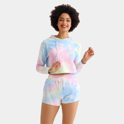 Tie dye long sleeve Pullover leisure suit for women