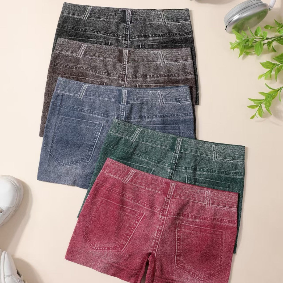 Women's Seamless Printed Denim Boxers