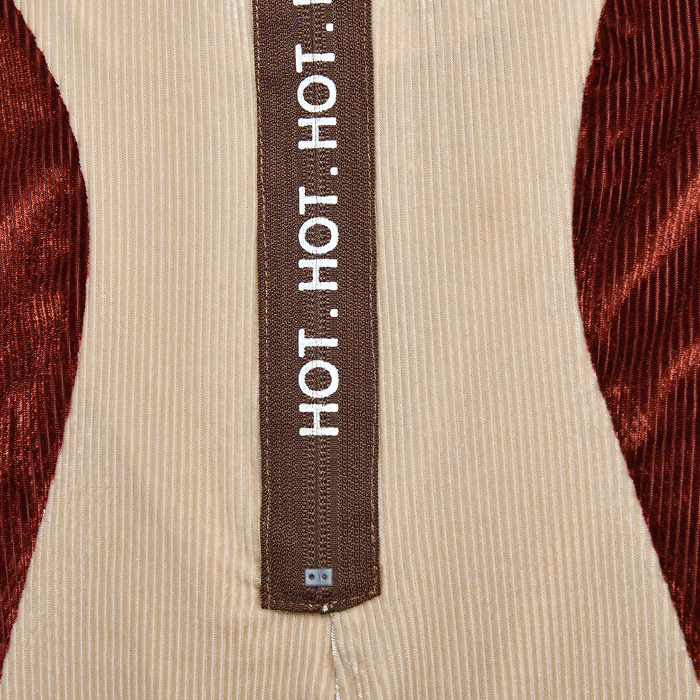 Sexy Halter Low Cut Letter Zipper Long Jumpsuit