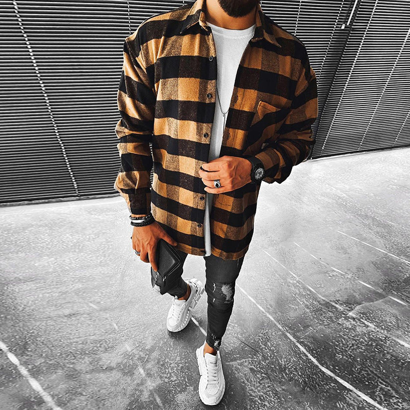 Casual Trend Striped Loose Warm Shirt Men's Shirt