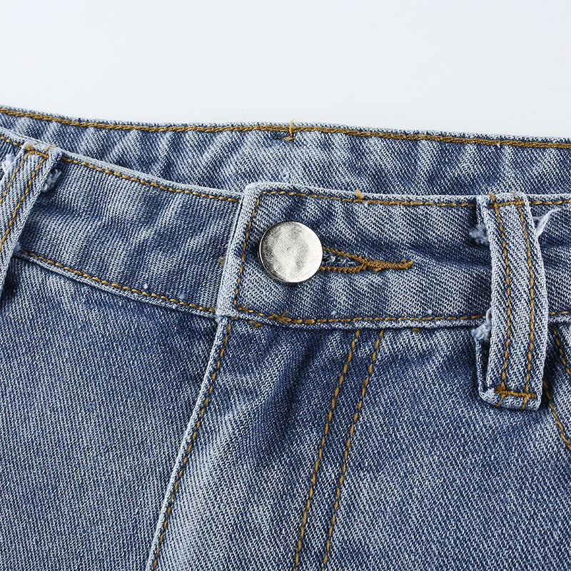 Women's high waist washed jeans