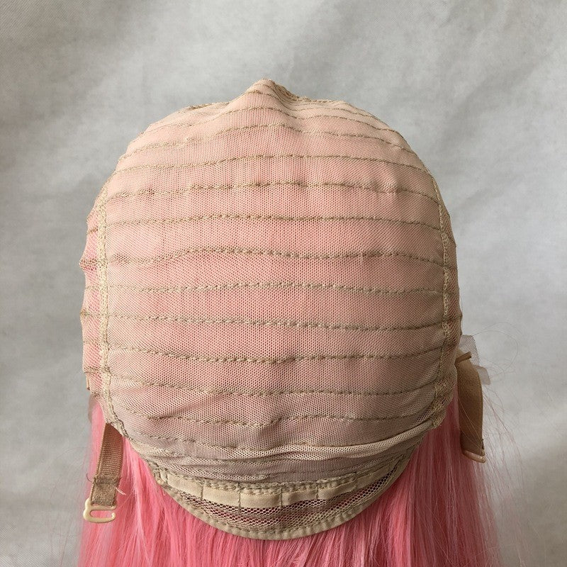 High temperature silk half hand woven straight wig