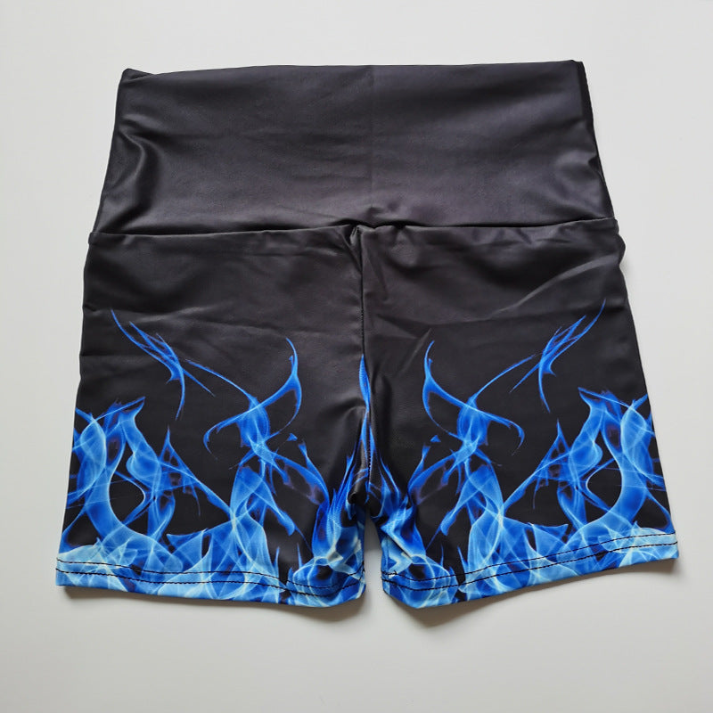 Blue flame print shorts