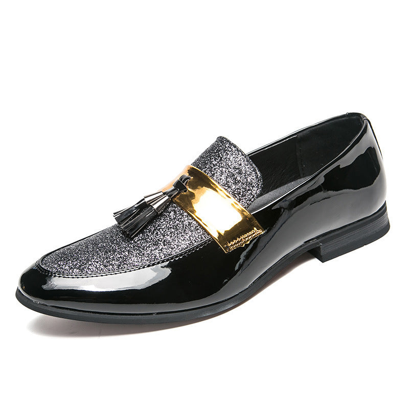 Large Size Leather Shoes England Pointed Toe Sequined Casual Men's Shoes