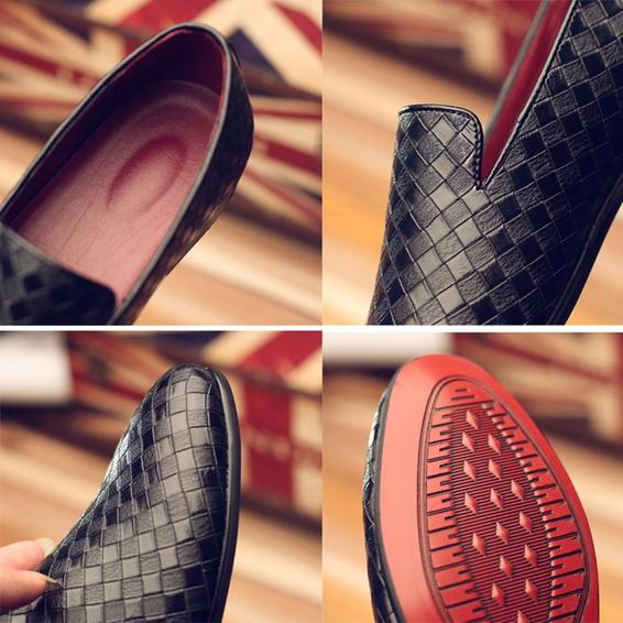 Korean version of the small shoes casual woven peas shoes spring England pointed tide shoes a pedal hair stylist men's shoes large size