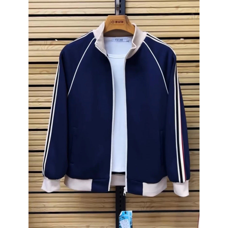 Men's Stand Collar Casual Striped Suit