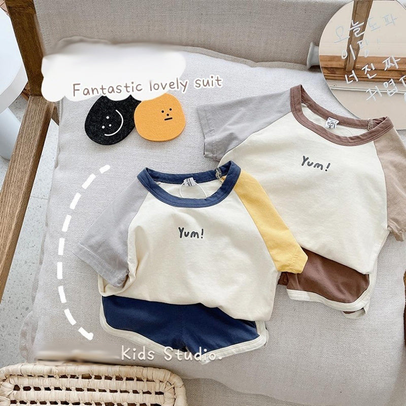 New Boys Thin Short Sleeve Cartoon Sports Suit