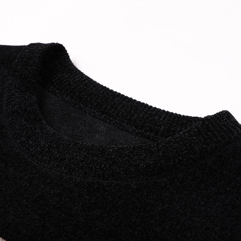 Thermal Knit Round Neck Striped Jumper Top