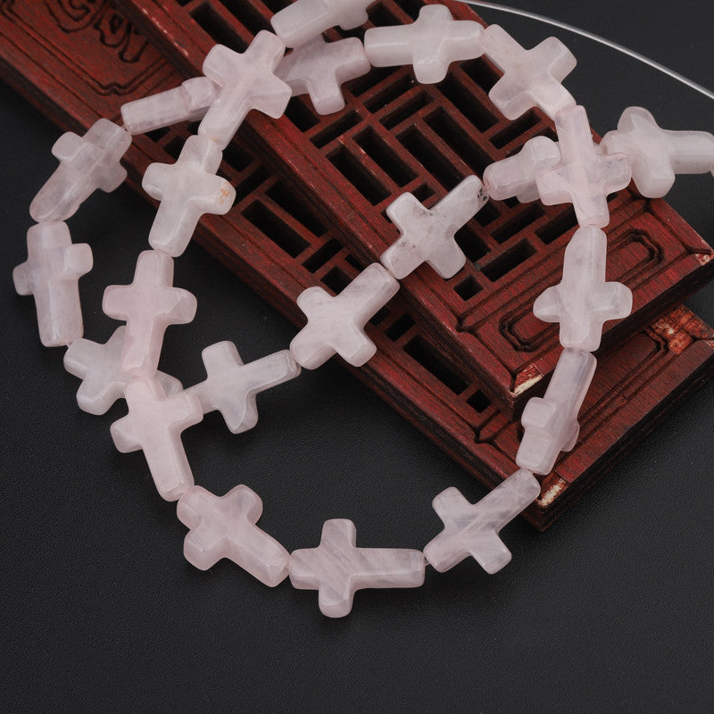 Natural Crystal Cross Shape Loose Bead Bracelet Necklace Diy Accessories