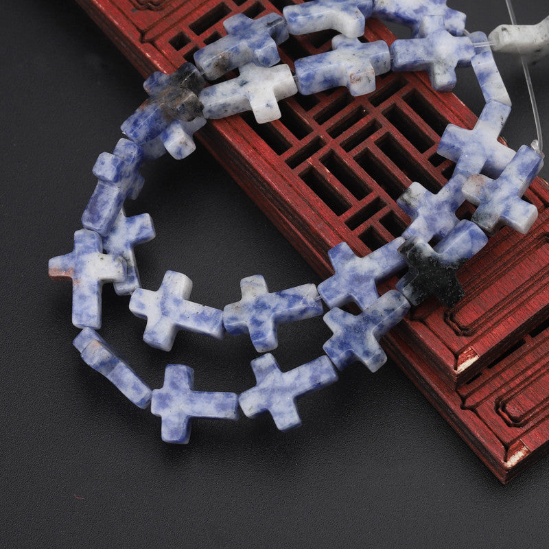 Natural Crystal Cross Shape Loose Bead Bracelet Necklace Diy Accessories