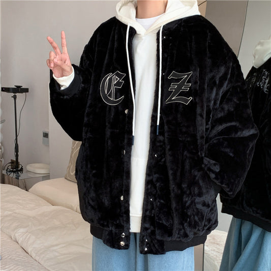 Men's Vintage Letter Embroidered Cotton Padded Jacket