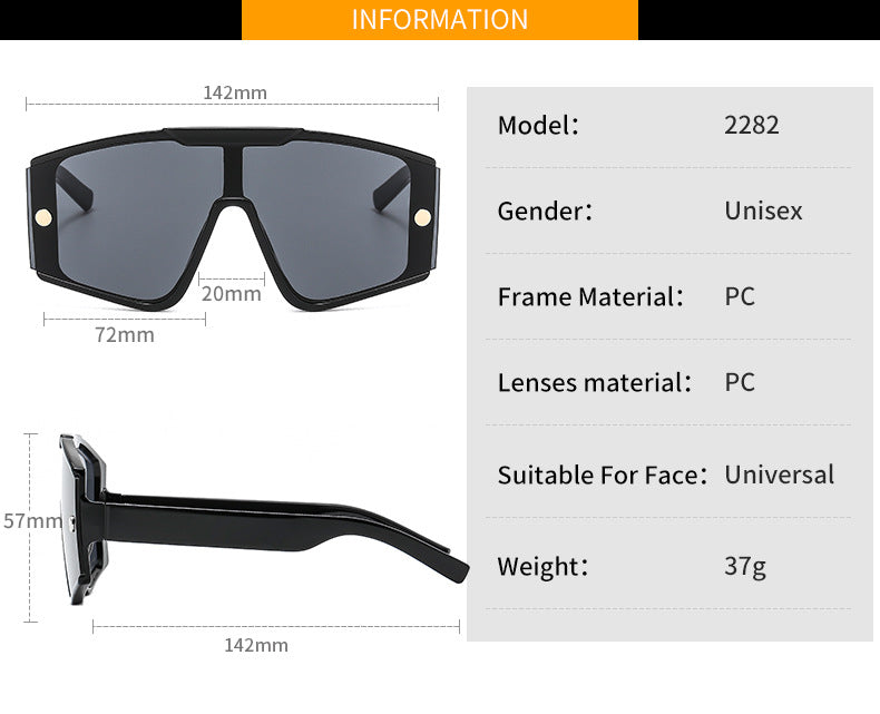 Large Frame One-piece Sunglasses Men And Women Uv400