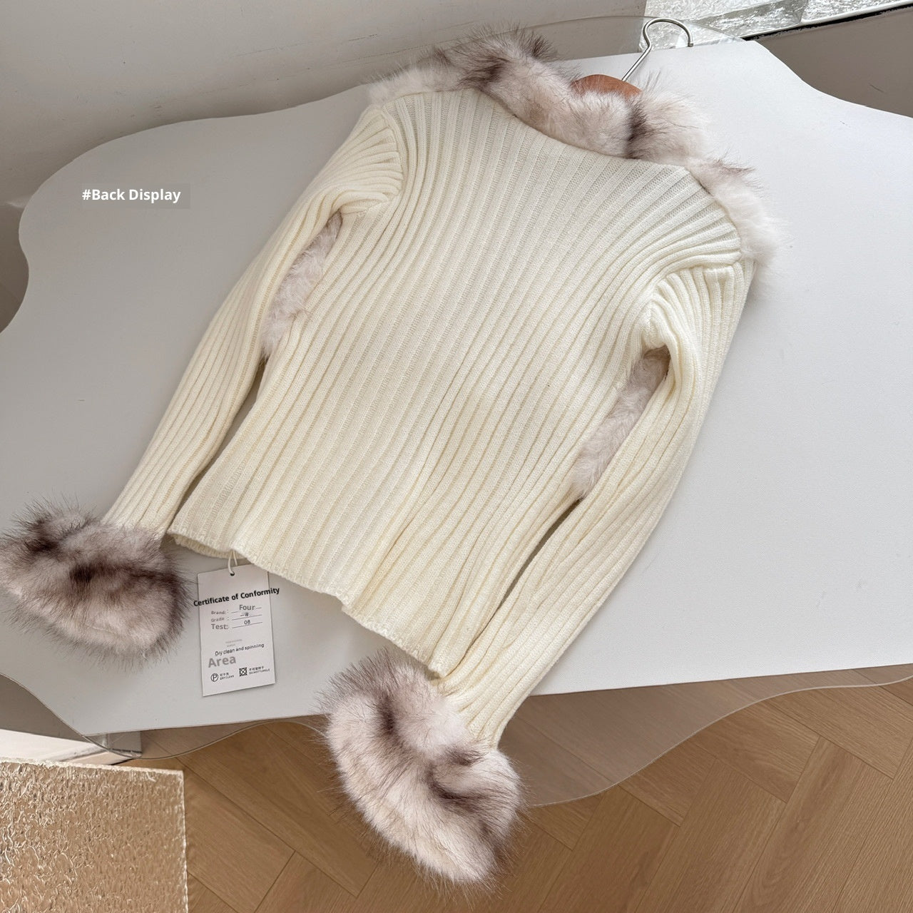 Korean Style Rex Rabbit Lapel Fur Patchwork Knitting Cardigan Coat