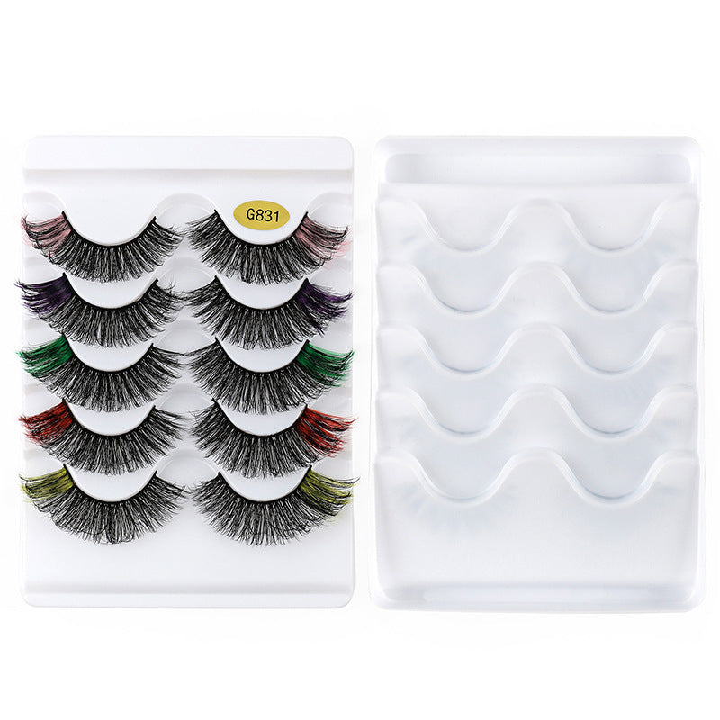 Color Natural Thick 5 Pairs Pack 3D False Eyelashes