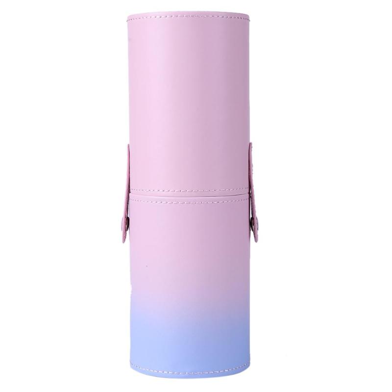 Gradient PU Leather Makeup Brush Holder Cup
