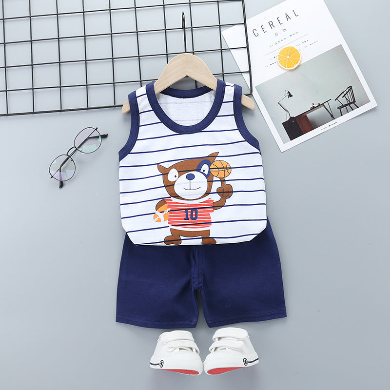 Two-piece sleeveless shorts for boys and girls