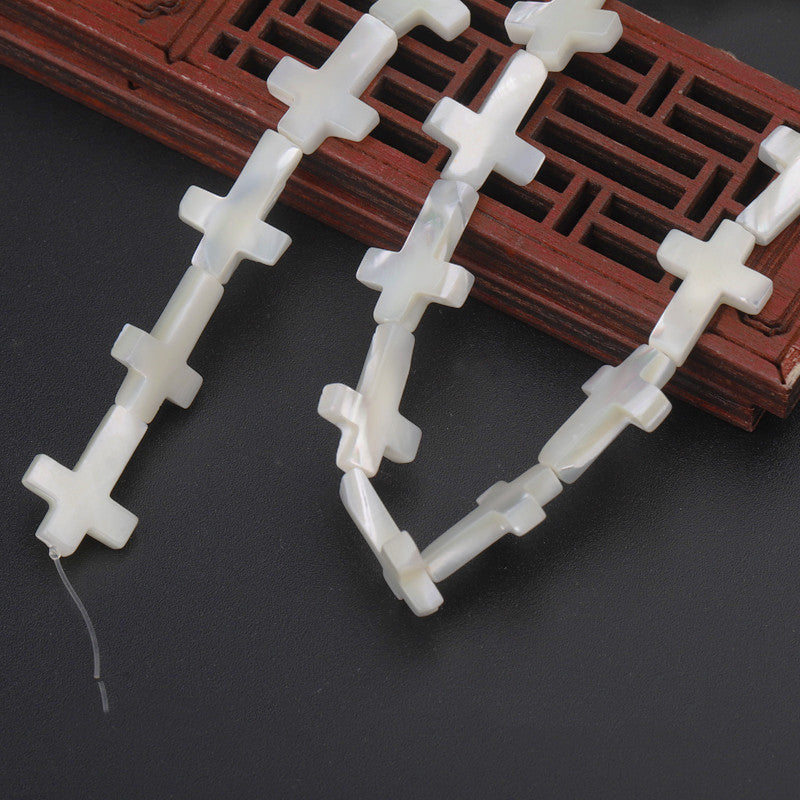 Natural Crystal Cross Shape Loose Bead Bracelet Necklace Diy Accessories